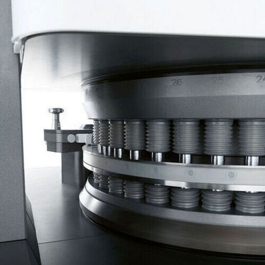 An automatic calibration autoregulation function has been introduced for Ima Active's new Domina tableting machine. An automatic calibration autoregulation function has been introduced for Ima Active's new Domina tableting machine.