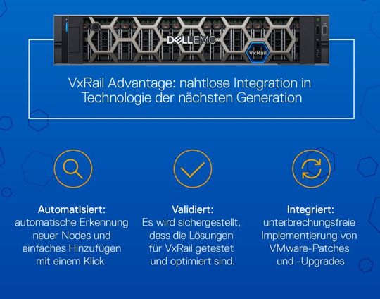 Eine HCI auf Basis von Dell VMware VxRail ermöglicht es, die Infrastruktur auf einfache Weise um neue Knoten (Nodes) zu erweitern. Neue Versionen der Systemsoftware lassen sich mittels eines Lifecycle-Managements (LCM) im laufenden Betrieb aufspielen.