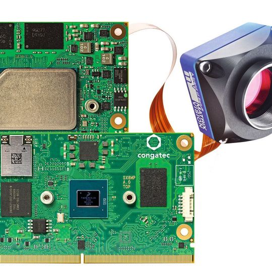 Duo: Die Kameramodule von Matrix Vision und Congatecs SMARC-Modul meistern bis zu 226,5 Frames pro Sekunde bei 1,6 Megapixeln. Duo: Die Kameramodule von Matrix Vision und Congatecs SMARC-Modul meistern bis zu 226,5 Frames pro Sekunde bei 1,6 Megapixeln.