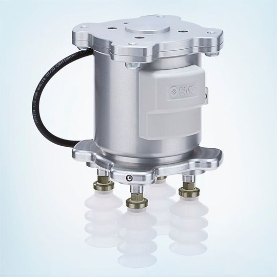 Mit der Vakuum-Greifereinheit der Serie ZXP-X1 – hier die Serie ZXP7-21-X1 für den Cobot-Hersteller Fanuc Corporation – erreichen Anwender dank eines maximalen Vakuums von -84 kPa eine besonders hohe Prozesssicherheit, bei zugleich schneller Evakuierung und damit schneller Taktzeit durch einen Saugvolumenstrom von 17 l/min (ANR).