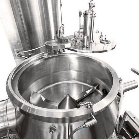 Details of the HSG P1250 production mixer granulator from above. Details of the HSG P1250 production mixer granulator from above.