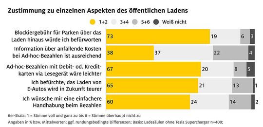 Dauerhaft blockierte E-Ladeplätze gehen vielen Autofahrern auf die Nerven. Sie fordern Sanktionen (zum Vergrößern bitte klicken).