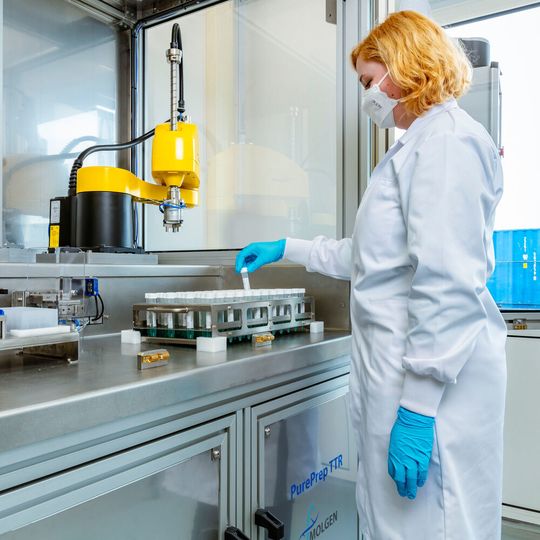 The Pureprep TTR is a high throughput automated liquid handling device that transfers liquid fast, accurately, and consistently from tubes to Deep Well microtiter plates. The Pureprep TTR is a high throughput automated liquid handling device that transfers liquid fast, accurately, and consistently from tubes to Deep Well microtiter plates.
