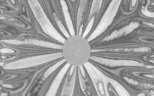 This experiment helped understanding the ion beam implantation effect on thin single-crystal membranes by creating an analogy with a liquid droplet placed on a thin elastic membrane in which its weight creates a downward bending (bowing) of the film underneath the droplet, followed by the appearance of radial wrinkles. This experiment helped understanding the ion beam implantation effect on thin single-crystal membranes by creating an analogy with a liquid droplet placed on a thin elastic membrane in which its weight creates a downward bending (bowing) of the film underneath the droplet, followed by the appearance of radial wrinkles.