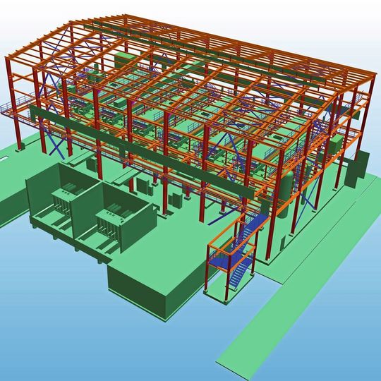 3D-Grafik der neuen Chlor-Alkali-Elektrolyse-Anlage, die CAC für Kem One planen und errichten wird. 3D-Grafik der neuen Chlor-Alkali-Elektrolyse-Anlage, die CAC für Kem One planen und errichten wird.