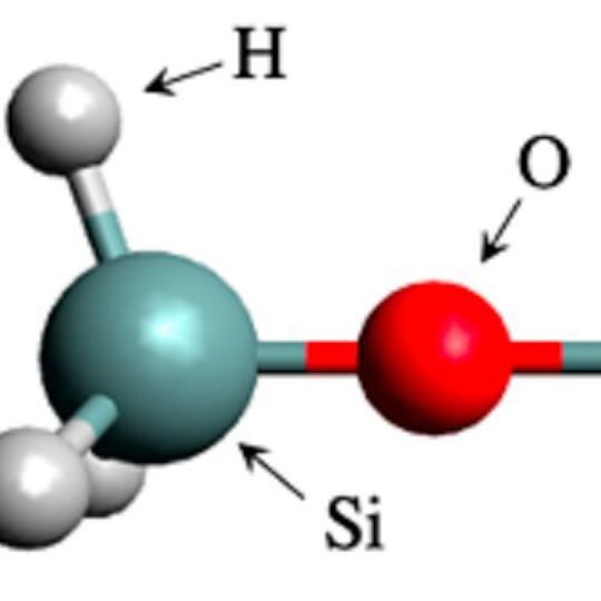 Disiloxane molecule structure in linear form. Disiloxane molecule structure in linear form.