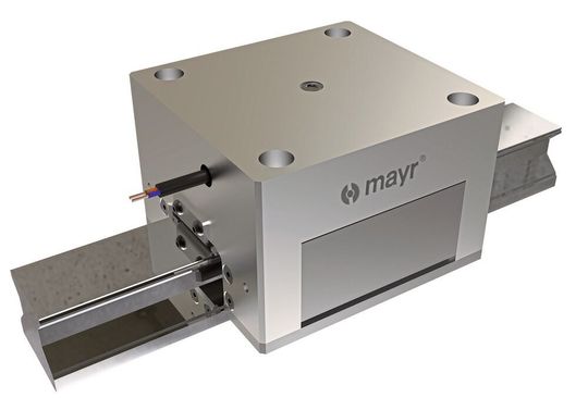 Die spielfreie Sicherheitsbremse Roba-Guidestop wirkt direkt auf die bewegten Massen der Vertikalachsen. Sie bietet damit hohe Sicherheit und minimiert das Gefährdungsrisiko von Personen.