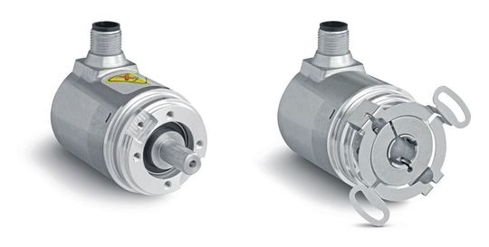Die beiden Drehgeber mit magnetischem Messprinzip besitzen ein auf der Energy Harvesting Technology basierendes Multiturnsystem. Die beiden Drehgeber mit magnetischem Messprinzip besitzen ein auf der Energy Harvesting Technology basierendes Multiturnsystem.