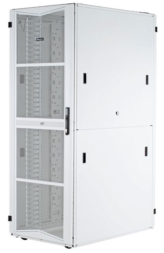 IT-Schranksystem: Die Traglast von 1.591 kg (statisch) der Schränke aus der Reihe FlexFusion ist das Ergebnis einer stabilen und robusten Schrankkonstruktion. Perforierte Türen gewährleisten mit einer offenen Fläche von 80 Prozent einen maximalen Luftdurchfluss durch den Schrank für wärmeintensive Anwendungen. IT-Schranksystem: Die Traglast von 1.591 kg (statisch) der Schränke aus der Reihe FlexFusion ist das Ergebnis einer stabilen und robusten Schrankkonstruktion. Perforierte Türen gewährleisten mit einer offenen Fläche von 80 Prozent einen maximalen Luftdurchfluss durch den Schrank für wärmeintensive Anwendungen.