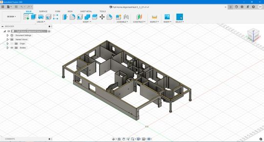 Ein 3D-Modell der Struktur in Fusion 360 Ein 3D-Modell der Struktur in Fusion 360
