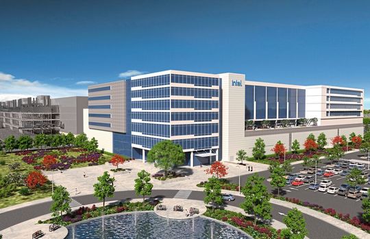 Das Rendering zeigt erste Pläne für die zwei neuen Prozessorfabriken in Magdeburg. Das Rendering zeigt erste Pläne für die zwei neuen Prozessorfabriken in Magdeburg.