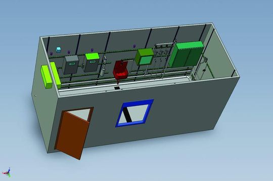 Dieser Analysen-Container dient als Frühwarnsystem zur Entdeckung jeglicher Art von Verschmutzung bevor das Rohwasser in den Aufbereitungsprozess gepumpt wird. Hier eine 3-D-Ansicht der Konstruktion. Dieser Analysen-Container dient als Frühwarnsystem zur Entdeckung jeglicher Art von Verschmutzung bevor das Rohwasser in den Aufbereitungsprozess gepumpt wird. Hier eine 3-D-Ansicht der Konstruktion.