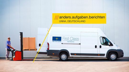 Mit der entsprechenden Dreiwortadresse lässt sich beispielsweise ein Anliefer- oder Abholort wie hier an der Zentrale von Night Star Express in Unna ganz leicht ansteuern. Mit der entsprechenden Dreiwortadresse lässt sich beispielsweise ein Anliefer- oder Abholort wie hier an der Zentrale von Night Star Express in Unna ganz leicht ansteuern.