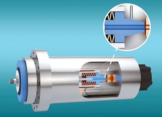 Smarte Sensoren von Contrinex, die in den Spindelkörper integriert sind, überwachen die Position des Werkzeugs während des Wechselvorgangs. Nicht konforme Messungen stoppen den Prozess und lösen einen Alarm aus.