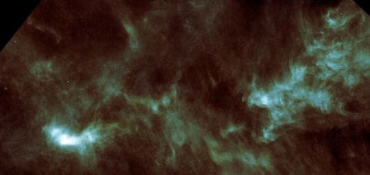 Diese Infrarotaufnahme von Herschel zeigt einen Teil der Molekülwolke im Sternbild Stier, mit der hellen, kalten prästellaren Wolke L1544 unten links. Die Wolke ist etwa 450 Lichtjahre von der Erde entfernt und damit eine der nächstgelegenen großen Sternentstehungsregionen. Diese Infrarotaufnahme von Herschel zeigt einen Teil der Molekülwolke im Sternbild Stier, mit der hellen, kalten prästellaren Wolke L1544 unten links. Die Wolke ist etwa 450 Lichtjahre von der Erde entfernt und damit eine der nächstgelegenen großen Sternentstehungsregionen.