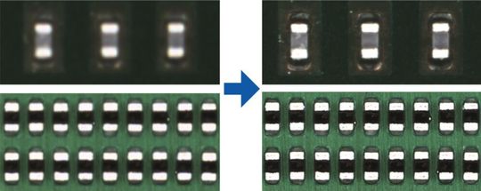 Bild 1: Das hochauflösende Objektiv ermöglicht es, auch kleinste Details klar zu erfassen – links konventionelle Linse, rechts 5-µm-Linse.