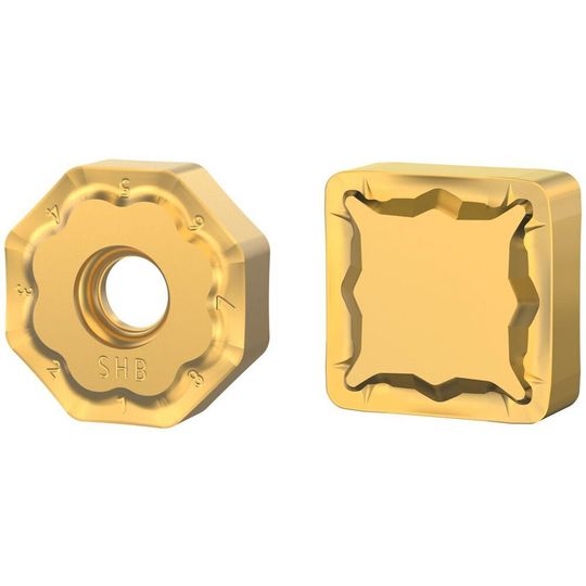 Available for many indexable milling product lines, the new grades come with a golden top layer for fast, easy wear identification, ensuring maximum tool life for each cutting edge. Available for many indexable milling product lines, the new grades come with a golden top layer for fast, easy wear identification, ensuring maximum tool life for each cutting edge.