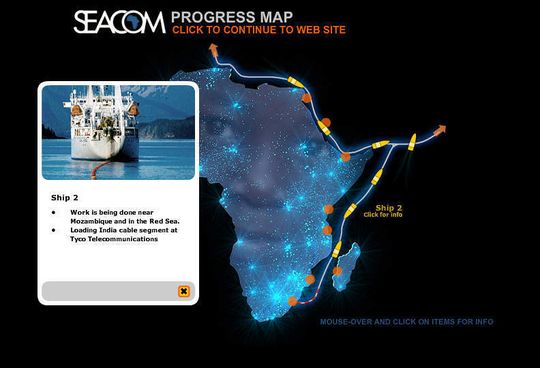 Auf der Website von Seacom lässt sich der Projektverlauf verfolgen Auf der Website von Seacom lässt sich der Projektverlauf verfolgen