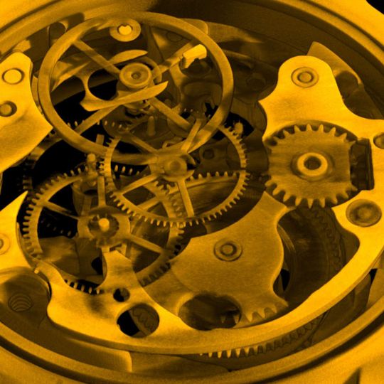 Tomographische Aufnahme einer mechanischen Uhr. Tomographische Aufnahme einer mechanischen Uhr.