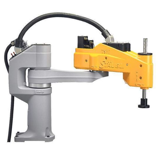 Der Scara-Roboter TS 80 hat eine Reichweite von 800 mm und soll es in der Geschwindigkeit mit Deltakinematiken aufnehmen. Der Scara-Roboter TS 80 hat eine Reichweite von 800 mm und soll es in der Geschwindigkeit mit Deltakinematiken aufnehmen.