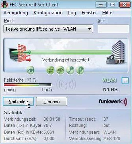 Ein Assistent hilft dem Nutzer des FEC Secure IPSec Client, VPN-Verbindungen über Funknetze herzustellen. Ein Assistent hilft dem Nutzer des FEC Secure IPSec Client, VPN-Verbindungen über Funknetze herzustellen.