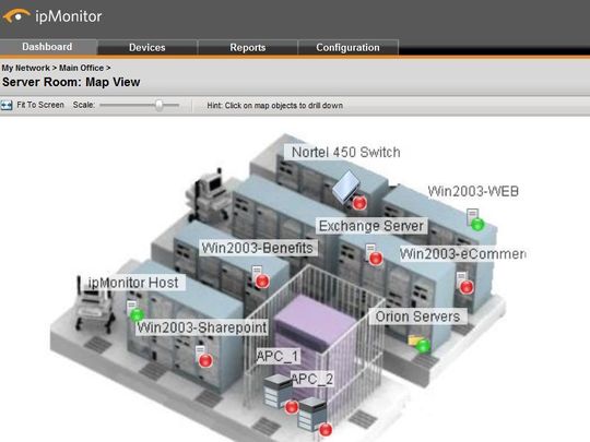 IP Monitor von Solarwinds kann eine ganze IT-Landschaft grafisch abbilden, per Drill Down können Admins in die Problemzonen vorstoßen. IP Monitor von Solarwinds kann eine ganze IT-Landschaft grafisch abbilden, per Drill Down können Admins in die Problemzonen vorstoßen.