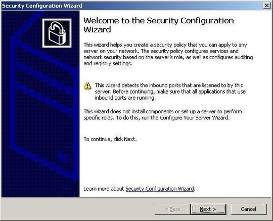 Der Security Configuration Wizard hilft bei der Policy-Erstellung für Windows Server 2003. Der Security Configuration Wizard hilft bei der Policy-Erstellung für Windows Server 2003.