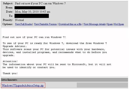 Angiff im Namen von Microsoft: Die gefälschte Mail weist gleich darauf hin, dass Daten nach Redmond gesendet werden. Bild: Bitdefender Angiff im Namen von Microsoft: Die gefälschte Mail weist gleich darauf hin, dass Daten nach Redmond gesendet werden. Bild: Bitdefender