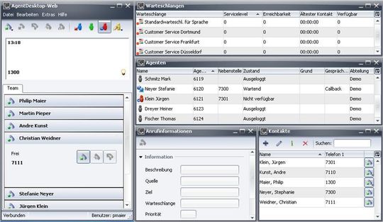 Die webbasierte Agenten-, Supervisor- und Management-Desktops des OpenScape Contact Center V8 unterstützen den virtuellen Zugriff Die webbasierte Agenten-, Supervisor- und Management-Desktops des OpenScape Contact Center V8 unterstützen den virtuellen Zugriff