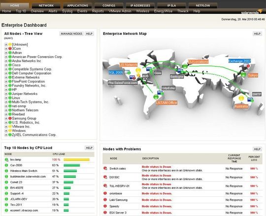 Die SolarWinds Orion Enterprise IT Management Suite bietet eine zentrale Konsole für alle Management-Aspekte Die SolarWinds Orion Enterprise IT Management Suite bietet eine zentrale Konsole für alle Management-Aspekte