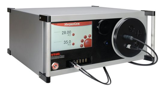 Der neue Hydrogen von Rotronic ist ein tragbarer Generator zur Kalibrierung von Temperatur und Feuchte. (Bild: Rotronic) Der neue Hydrogen von Rotronic ist ein tragbarer Generator zur Kalibrierung von Temperatur und Feuchte. (Bild: Rotronic)