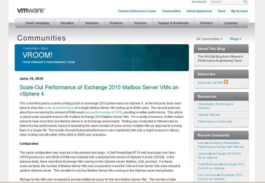 VMware VROOM! ist ein Blog, der sich vor allem auf die Performance von VMware-Umgebungen konzentriert. VMware VROOM! ist ein Blog, der sich vor allem auf die Performance von VMware-Umgebungen konzentriert.
