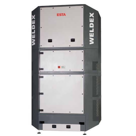 Mit einer Antriebsleistung von 11 kW und einem maximalen Luftvolumenstrom von 15 000 m³/h gewährleistet der Filterturm laut Esta einen effektiven Reinigungsprozess im Umfeld der Metallbearbeitung. Bild: Esta Mit einer Antriebsleistung von 11 kW und einem maximalen Luftvolumenstrom von 15 000 m³/h gewährleistet der Filterturm laut Esta einen effektiven Reinigungsprozess im Umfeld der Metallbearbeitung. Bild: Esta