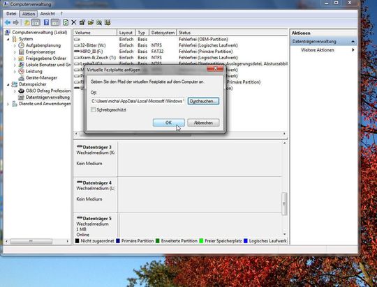 Einbinden der virtuellen Platten direkt in das Windows-Betriebssystem. Einbinden der virtuellen Platten direkt in das Windows-Betriebssystem.