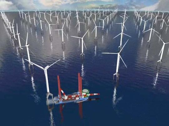 Eine Animation zeigt den fertigen Windpark „BARD Offshore 1“, der 80 Windkraftanlagen umfassen wird Bild: BARD Eine Animation zeigt den fertigen Windpark „BARD Offshore 1“, der 80 Windkraftanlagen umfassen wird Bild: BARD