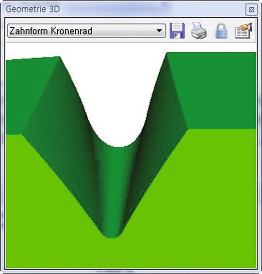 Die Entwicklungsversion von KISSsoft kann nun auch Modelle von Kronenrädern mit beliebigem Achswinkel und Achsversatz erzeugen. (Bild: KISSsoft)