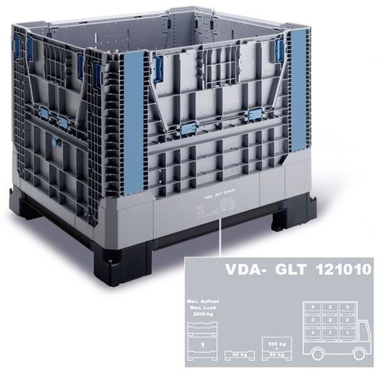 Der Großladungsträger VDA-GLT 121010 wurde in Zusammenarbeit des Behälterspezialisten Utz des des Verbandes der Automobilindustrie (VDA) entwickelt. Bild: Utz Der Großladungsträger VDA-GLT 121010 wurde in Zusammenarbeit des Behälterspezialisten Utz des des Verbandes der Automobilindustrie (VDA) entwickelt. Bild: Utz