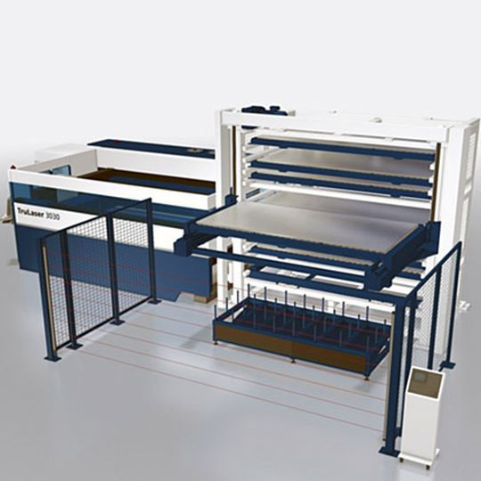 Der Palettenwechsler Palletmaster Tower von Trumpf ist für Blechformate bis 3 m × 1,5 m sowie Materialdicken von 0,8 bis 25 mm. Bild: Trumpf Der Palettenwechsler Palletmaster Tower von Trumpf ist für Blechformate bis 3 m × 1,5 m sowie Materialdicken von 0,8 bis 25 mm. Bild: Trumpf