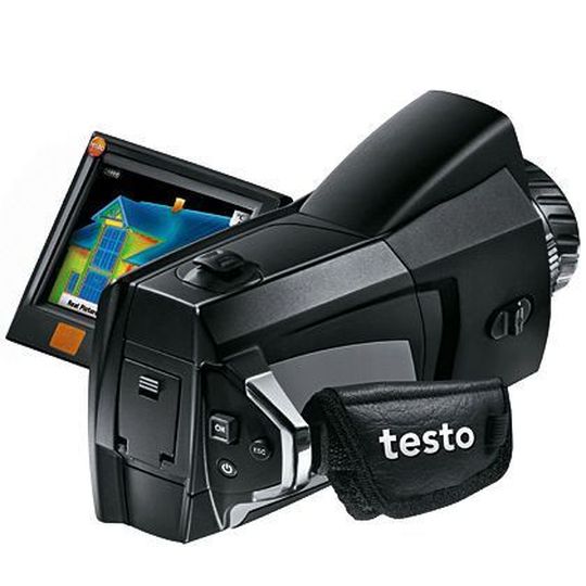 Auch schwer zugängliche Stellen können mit den neuen Wärmebildkamera 876 im Camcorder-Format mit schwenkbarem Display thermografiert werden. Bild: Testo Auch schwer zugängliche Stellen können mit den neuen Wärmebildkamera 876 im Camcorder-Format mit schwenkbarem Display thermografiert werden. Bild: Testo