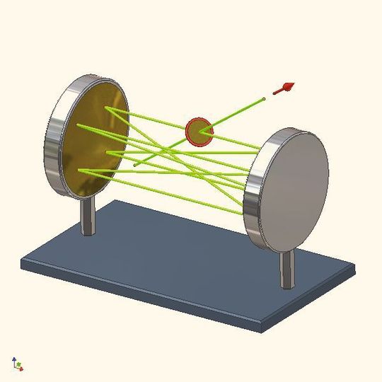 Abb. 1: Die neue Transversal Access Cavity (TAC) der PTB kommt ohne Ein- und Austrittsöffnungen in den Reflexionsflächen aus. Abb. 1: Die neue Transversal Access Cavity (TAC) der PTB kommt ohne Ein- und Austrittsöffnungen in den Reflexionsflächen aus.