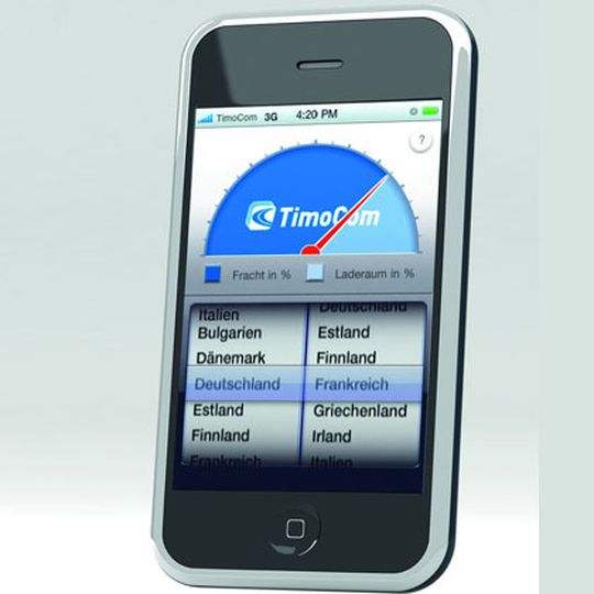 Ein Beispiel für eine nützliche Logistik-App ist das Transportbarometer für die Hosentasche von Timocom. BIld: Timocom Ein Beispiel für eine nützliche Logistik-App ist das Transportbarometer für die Hosentasche von Timocom. BIld: Timocom