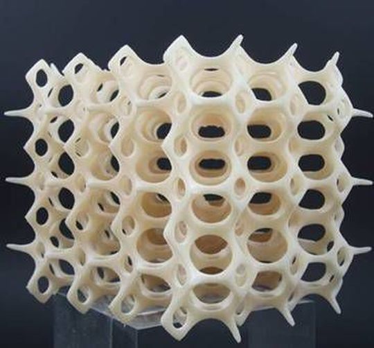 Mittels Laser-Sinter-Verfahren hergestellte Gitterstruktur aus dem Kunststoff-Werkstoff PrimePart ST. (Bild: EOS) Mittels Laser-Sinter-Verfahren hergestellte Gitterstruktur aus dem Kunststoff-Werkstoff PrimePart ST. (Bild: EOS)