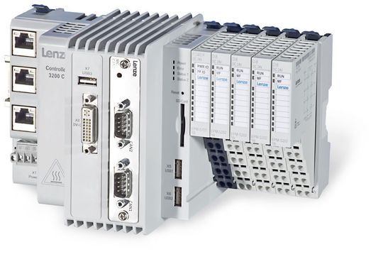 Rechenpower für die Hutschiene: L-force Controller 3200 C mit angereihtem I/O-System 1000 Bilder: Lenze Rechenpower für die Hutschiene: L-force Controller 3200 C mit angereihtem I/O-System 1000 Bilder: Lenze