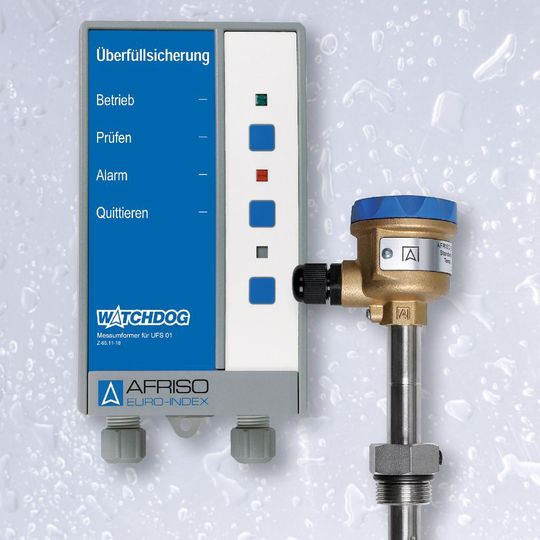Die Watchdog-Überfüllsicherung UFS 01 verhindert das Überfüllen von Behältern mit (nicht-)brennbaren Flüssigkeiten. (Bild: Afriso)