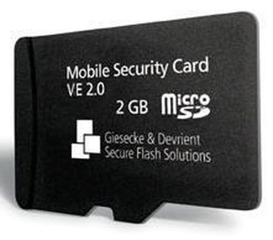 Mittels eines Krypto-Controllers verschlüsselt eine MicroSD-Karte von G&D bei Bedarf das Telefongespräch. Mittels eines Krypto-Controllers verschlüsselt eine MicroSD-Karte von G&D bei Bedarf das Telefongespräch.