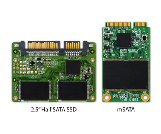 Die nur wenige Millimeter dünnen Half-Slim-SSDs passen an jede Standard-SATA-Schnittstelle. Die nur wenige Millimeter dünnen Half-Slim-SSDs passen an jede Standard-SATA-Schnittstelle.