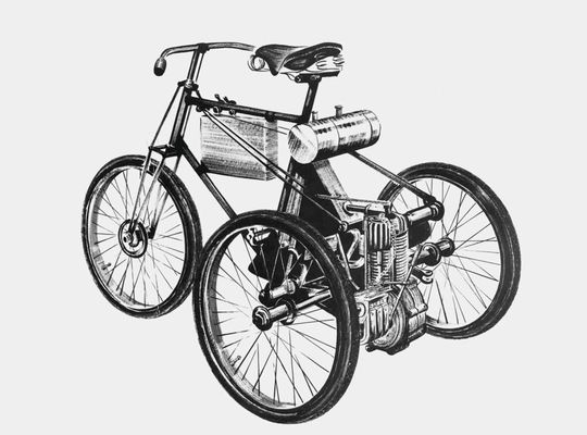 1897: De-Dion-Bouton-Dreirad mit Bosch-Niederspannungs-Magnetzündung