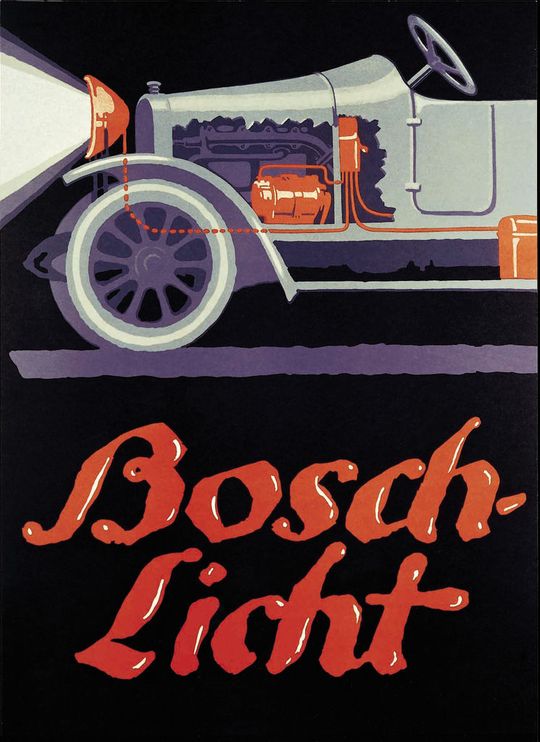 1914: Plakat „Bosch-Licht“, eines der frühen Sachplakate des Stuttgarter Werbegestalters Lucian Bernhard