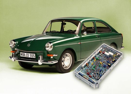 1967: Der VW 1600 E mit der ersten elektronischen Benzineinspritzung von Bosch, der D-Jetronic, kam auf den Markt
