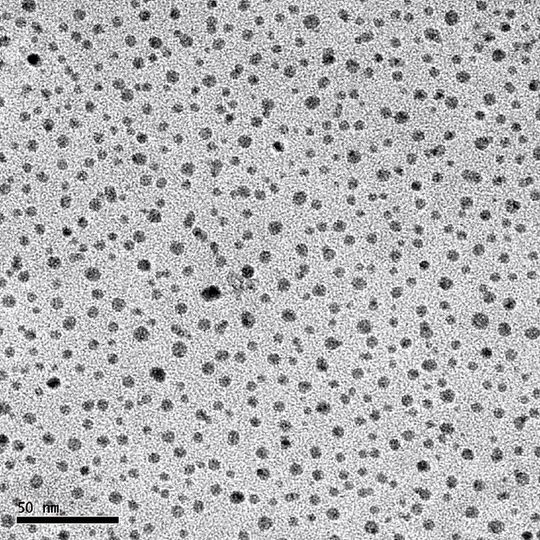 Bild 1: Transmissionselektronenmikroskopie-Aufsichtsbild der Silberpartikel in einer Plasmapolymer-Beschichtung. (Bild: Bio-Gate)